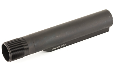 Black metal cylinder tube, threaded, made in USA.