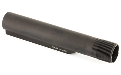 Black anodized aluminum buffer tube, threaded end.