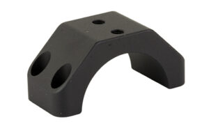 Black metal mounting bracket with drilled holes