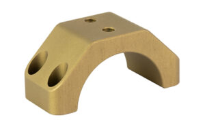 Gold machined metal bracket with multiple holes
