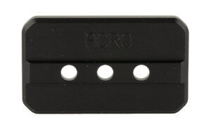 Black metal quick-release camera plate with three dots