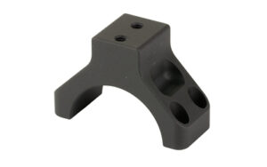 Black metal mounting bracket with drilled holes