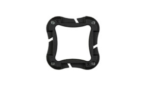 Black square mounting bracket with rounded corners