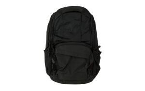 Black backpack on white background