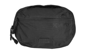 Black zippered waist bag with adjustable strap