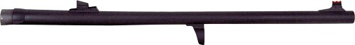 Rifle barrel with sights on white background.