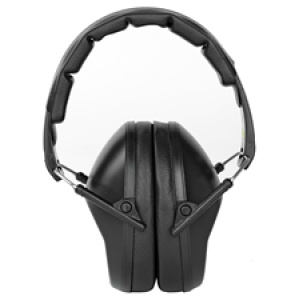 Black over-ear hearing protection earmuffs