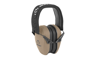 Brown noise-canceling earmuffs with black headband.