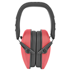 Red and black noise-canceling earmuffs for safety