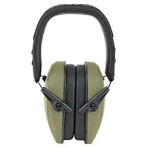 Green noise-canceling headphones on white background