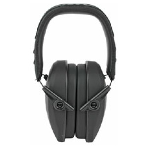 Black noise-cancelling earmuffs, front view