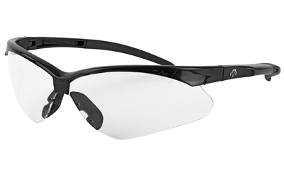 Black semi-rimless sports sunglasses with clear lenses