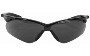Black wraparound sunglasses with dark tinted lenses
