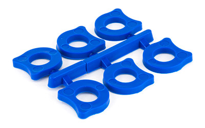 Blue plastic door hinge finger pinch guards