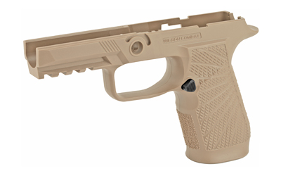 Tan semi-automatic pistol frame without slide