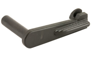 Metal lever handle component on white background