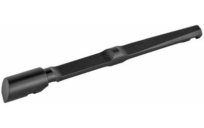 Black metal chisel drill bit on white background