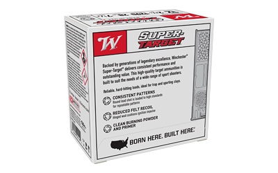 Winchester Super-Target ammunition box with product details.