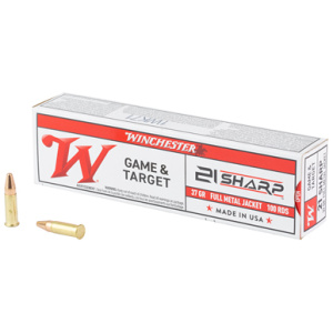 Winchester 21 Sharp ammunition box and bullets
