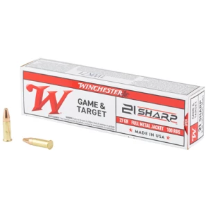 Winchester 21 Sharp ammunition box and bullets