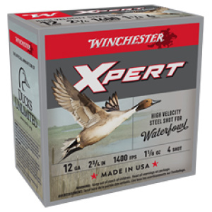 Winchester Xpert High-Velocity Steel Shotshells 12 ga 2-3/4" 1-1/8 oz 1400 fps #4 25/ct