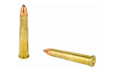 Two rifle cartridges on white background
