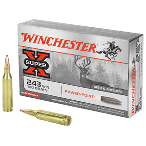 Winchester Power Point Rifle Ammunition .243 Win 100 gr. JSP 2960 fps 20/ct