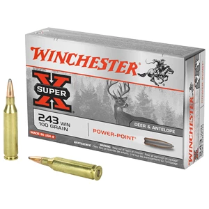 Winchester Power Point Rifle Ammunition .243 Win 100 gr. JSP 2960 fps 20/ct