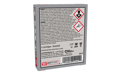 Winchester shotshell cartridge box with safety warnings.