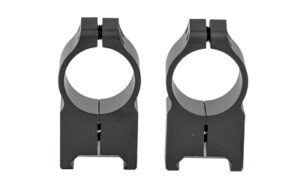 Two black metal scope ring mounts