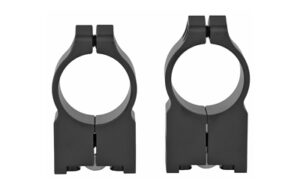 Two black metal scope ring mounts