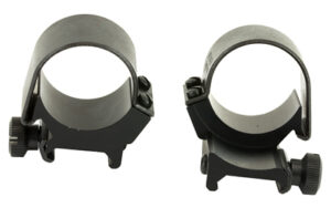Two metal rifle scope mounting rings