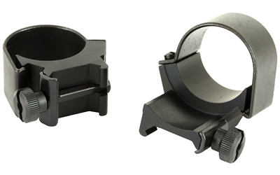 Black metal scope mounting rings with knobs