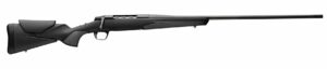 Black bolt-action rifle on white background