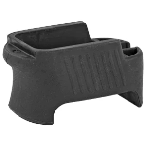 Black plastic firearm magazine grip accessory