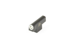 Black pistol rear sight with white dot