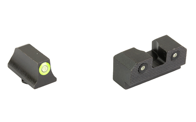 Black pistol front and rear sights