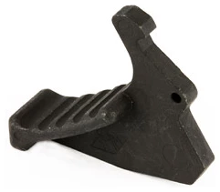 Black plastic latch on white background