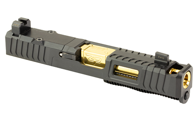 Custom gun slide with gold barrel