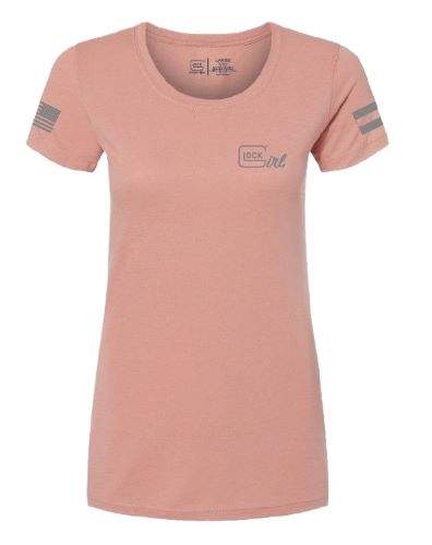GLOCK LADIES "GLOCK GIRL FLAG - TEE" SHORT SLEEVE MED PINK
