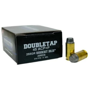 Double Tap Hardcast Solid Handgun Ammunition .45 Auto(+P) 255gr SWC 875 fps 20/ct