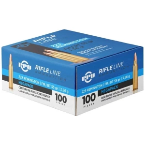 PPU Rifle Ammunition Megapack 223 Remington 55gr FMJBT 3240 fps 100/ct