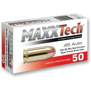 Maxxtech Brass Casefire Handgun Ammunition .45 ACP 230 gr FMJ 50/ct
