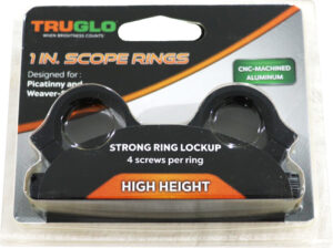 TRUGLO RINGS 1" HIGH MATTE - PICATINNY/WEAVER W/4 SCREWS