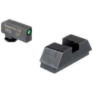 Ameriglo Optics Compatible Tritium Handgun Sight Set for Glock Flat Black .295? Rear 1L Tall Green with Black .220? Front