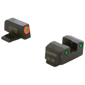 Ameriglo Trooper Tritium Handgun Sight Set for Sig with #8 Front and #8 Rear Green Rear Green with Orange Front
