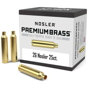 Nosler Unprimed Brass Rifle Cartridge Cases .26 Nosler 25/ct