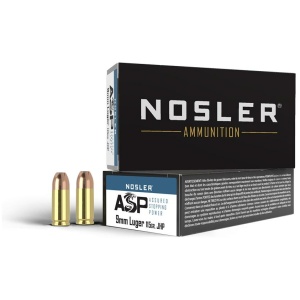 Nosler ASP Handgun Ammunition 9mm Luger 115 gr JHP 1170 fps 50/ct