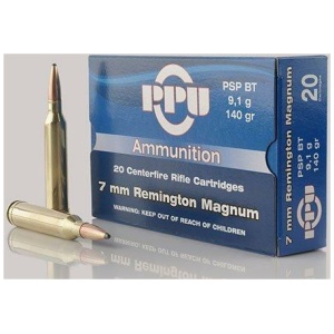 PPU Rifle Ammunition 7mm Rem Mag 140 gr PSP 2600 fps - 20/ct