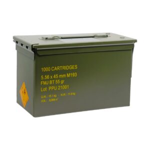 PPU RangeMaster Rifle Ammunition 5.56X45 NATO 55gr FMJBT 3240 fps Metal Can 1000 Rounds